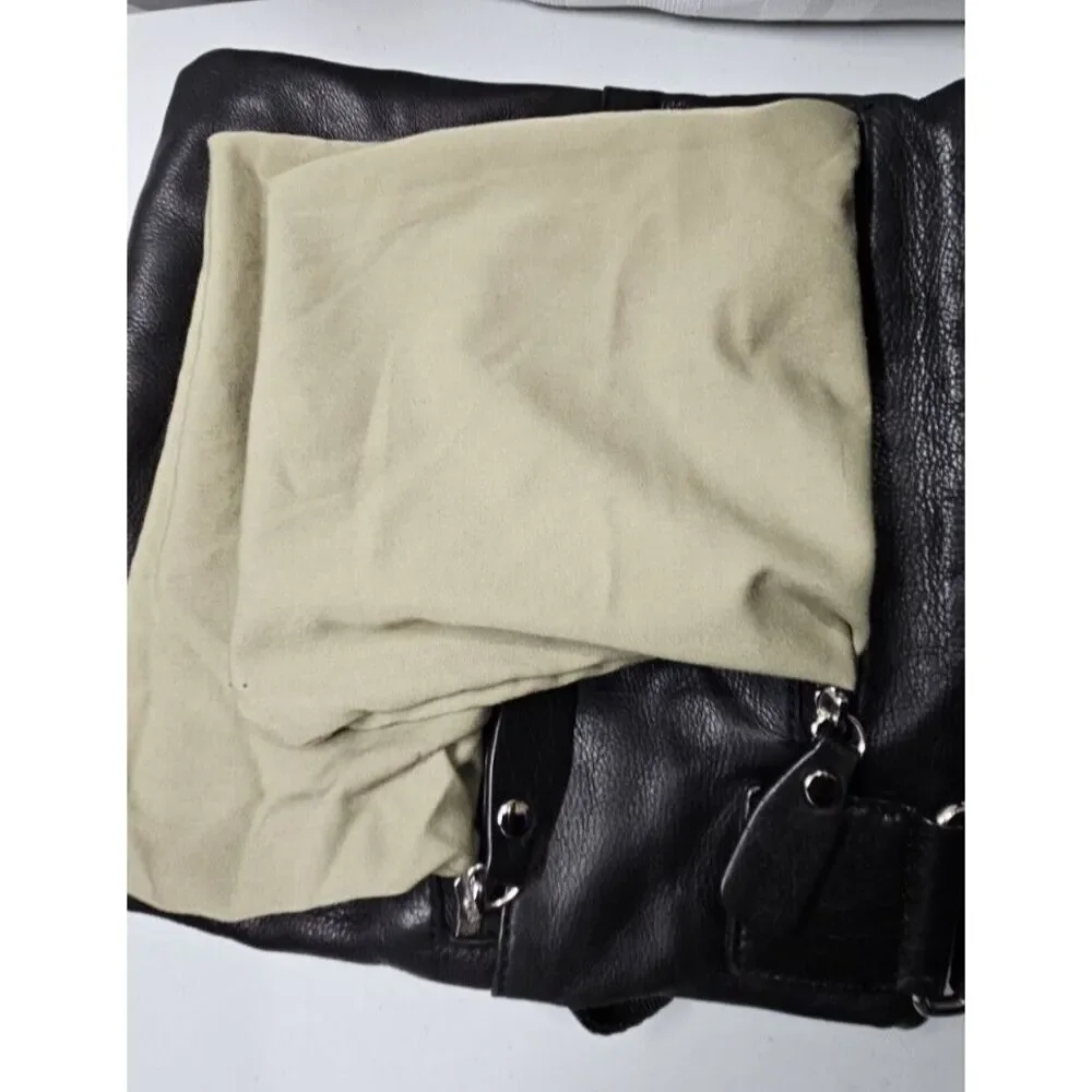 Margot black genuine leather soft soft 3 zipper crossbody messenger bag‎
